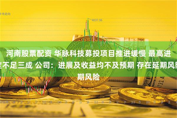 河南股票配资 华脉科技募投项目推进缓慢 最高进度不足三成 公司：进展及收益均不及预期 存在延期风险