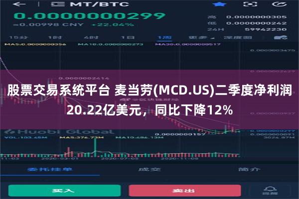 股票交易系统平台 麦当劳(MCD.US)二季度净利润20.22亿美元，同比下降12%