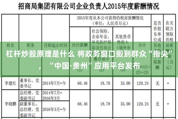 杠杆炒股原理是什么 将政务窗口搬到群众“指尖”， “中国·贵州”应用平台发布